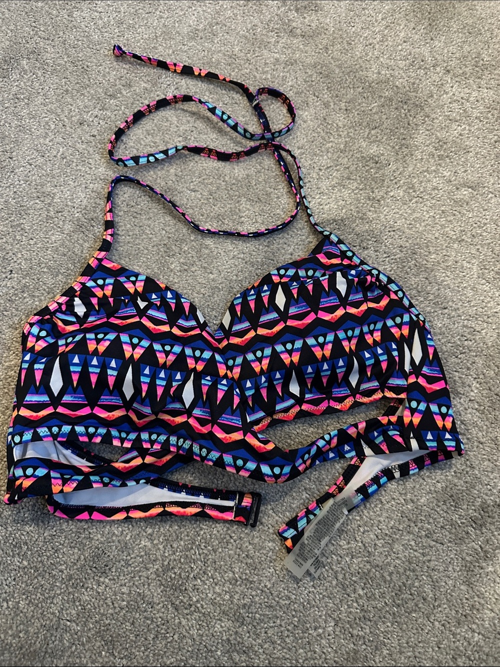PINK Victoria's Secret Multicolor Geometric Halter Bikini Top